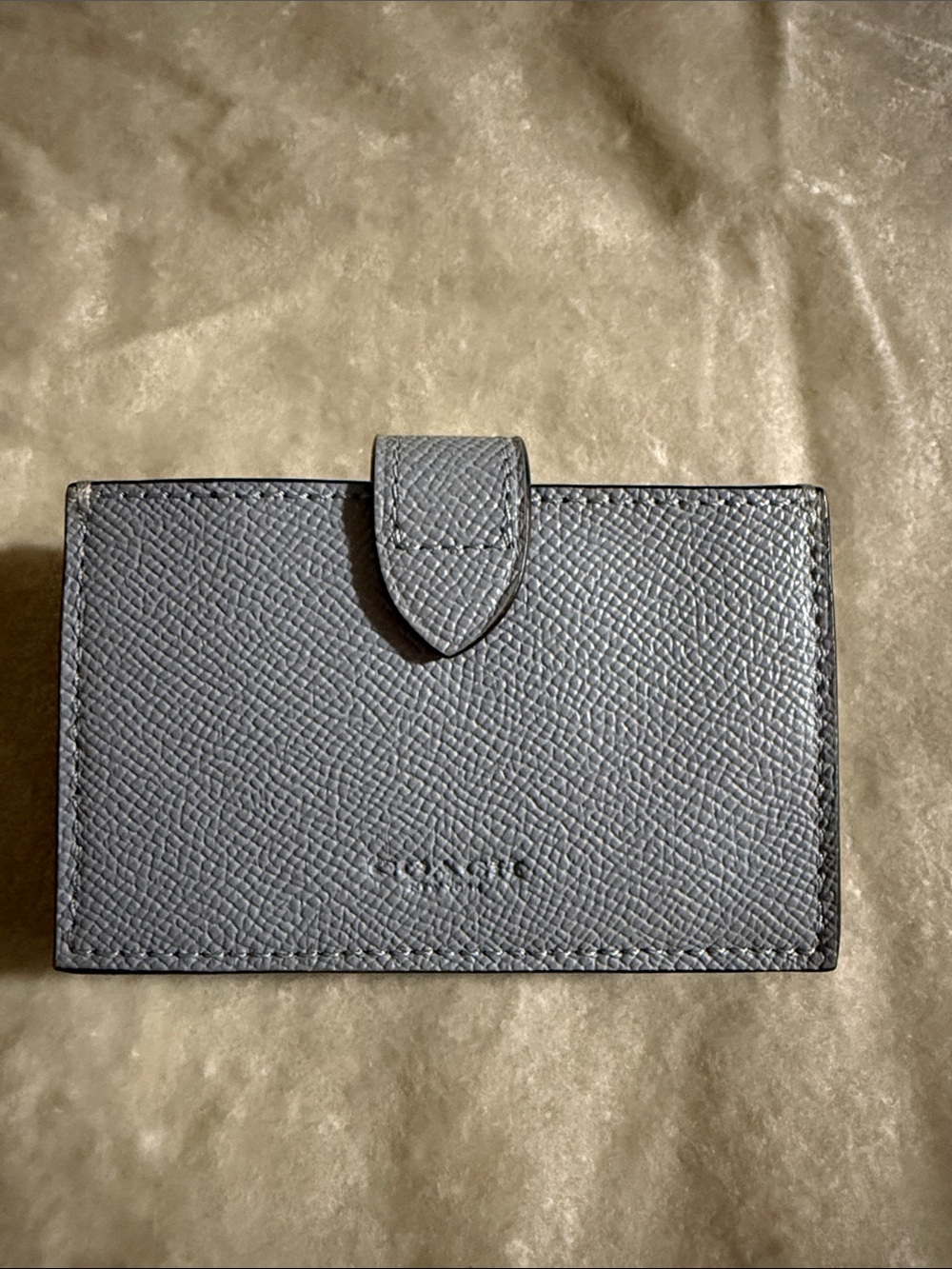 Coach Gray Saffiano Leather Snap Card Case